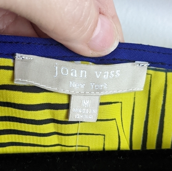 JOAN Vaas Geometric Sleeveless Maxi Dress Navy Yellow M - Picture 2 of 16